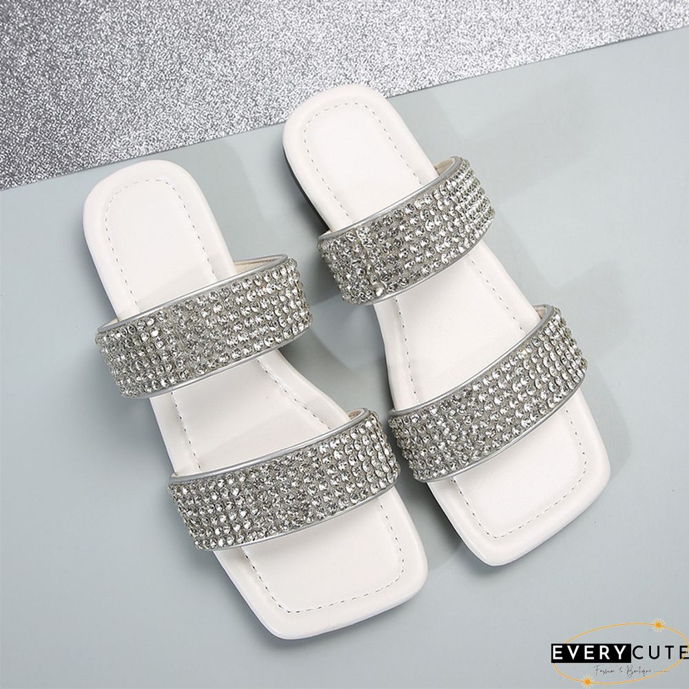 Casual Patchwork Rhinestone Square Comfortable Shoes