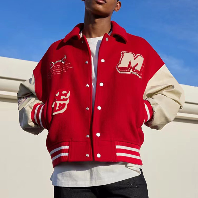 Letter Print Baseball Jacket