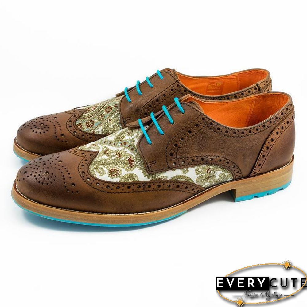 Handmade Silk Dragon Pattern Oxford Shoes