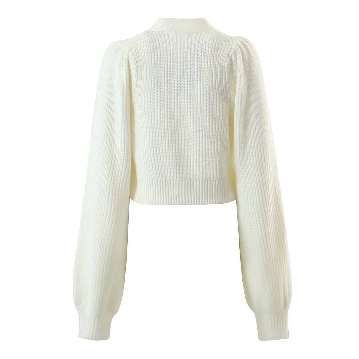 Letica Solid Color Ribbed Long Sleeve Button Up Cropped Sweater