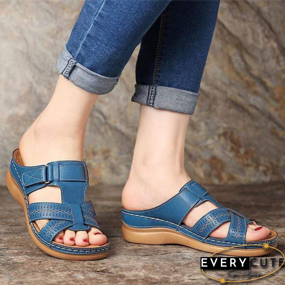 Women Sandals Soft Bottom Wedges Shoes For Women Summer Sandals Med Heels Platform Sandals Shoes Female Wedge Sandalias Mujer 43