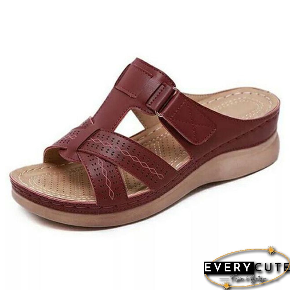 Women Open Toe Sandals Female Buckle Strap Vintage Anti-slip Breathable Slippers