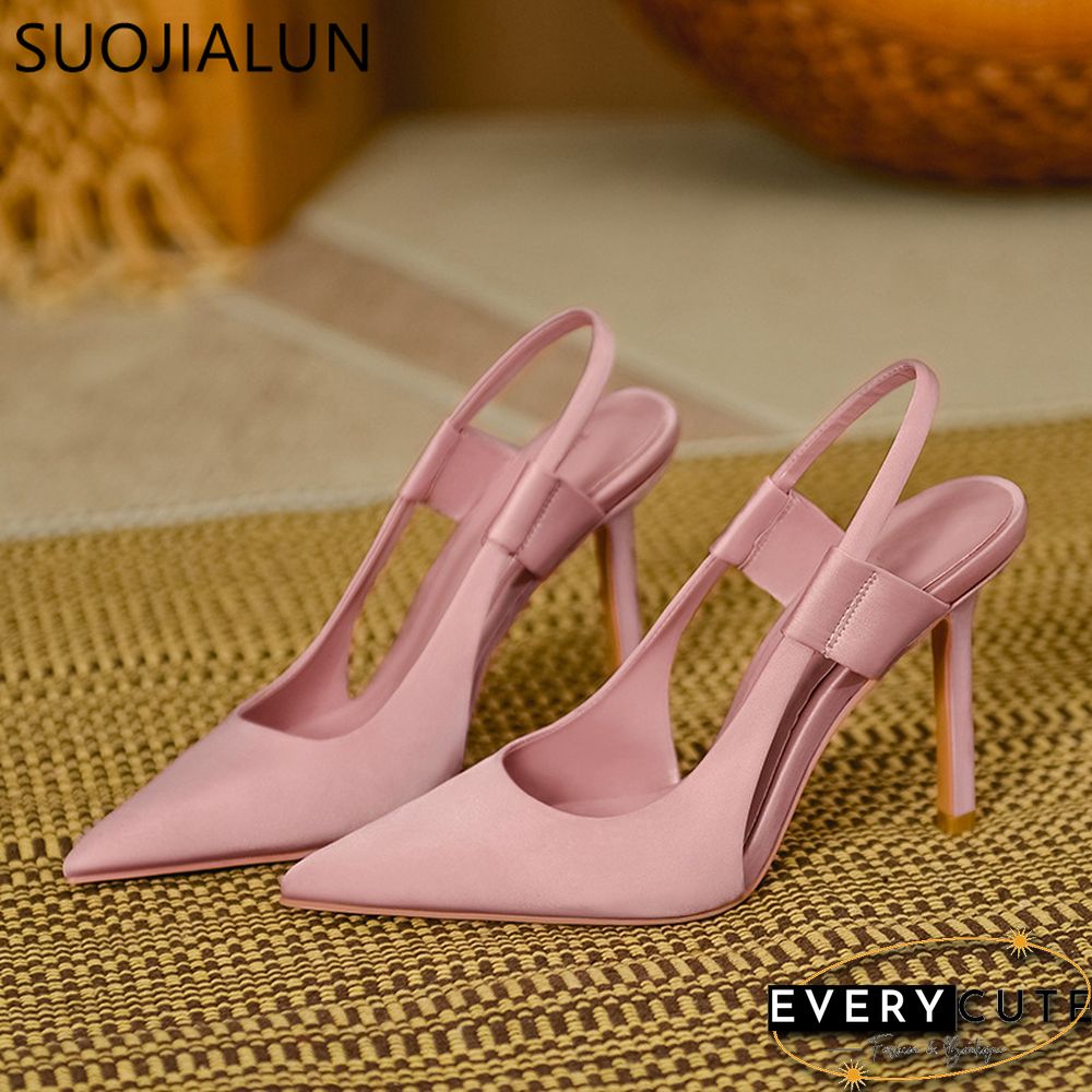 Spring New Brand Women Slingback Sandals Pointed Toe Slip On Thin High Heel Ladies Elegant Pumps Shoes Drss Sanda