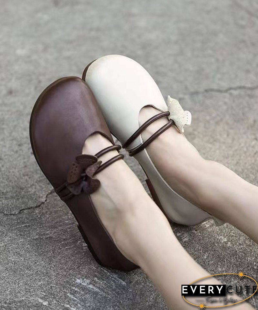 Brown Flat Shoes Classy Soft Splicing Floral