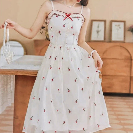 Celeste Flower Embroidered Cottagecore Dress