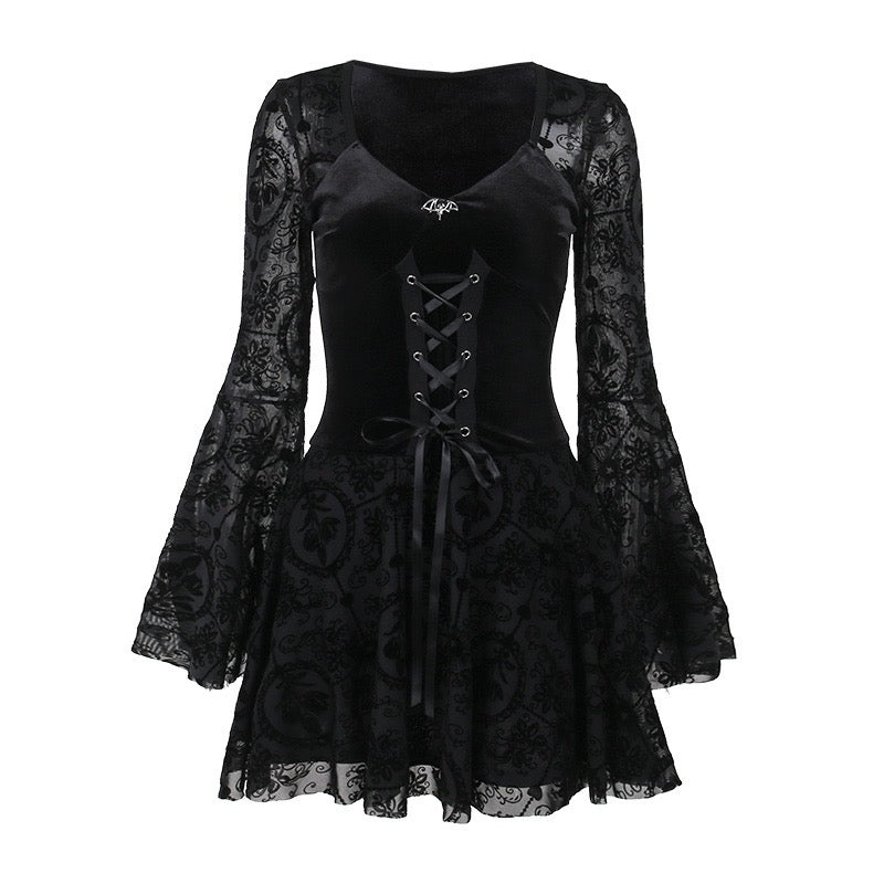 Amalthea Dark Ethereal Vampire Goth Bell Sleeve Dress