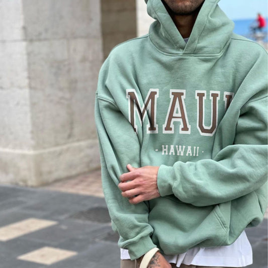 Vintage Men's Letter Print Casual Hoodie