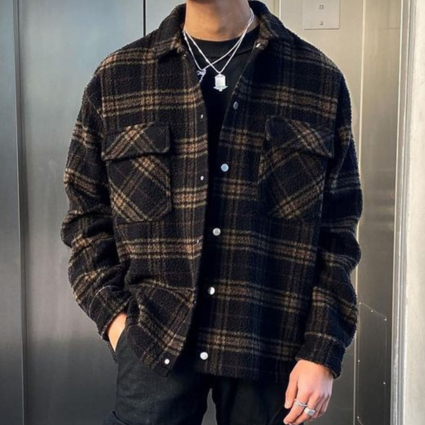 Men's Check Casual Single Breasted Jacket