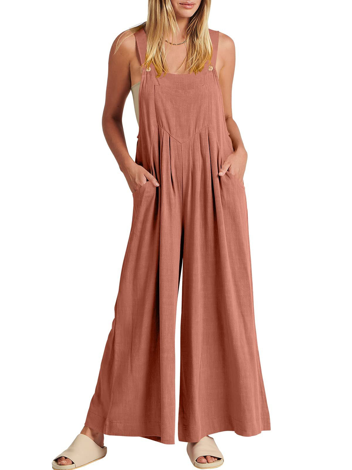 Sleeveless Cotton-Blend Jumpsuits