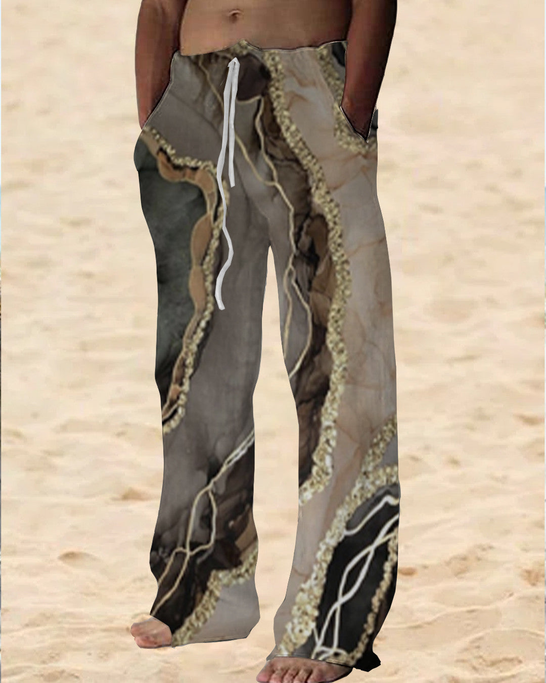 Men's Casual Outdoor Printed Cotton Pants e410