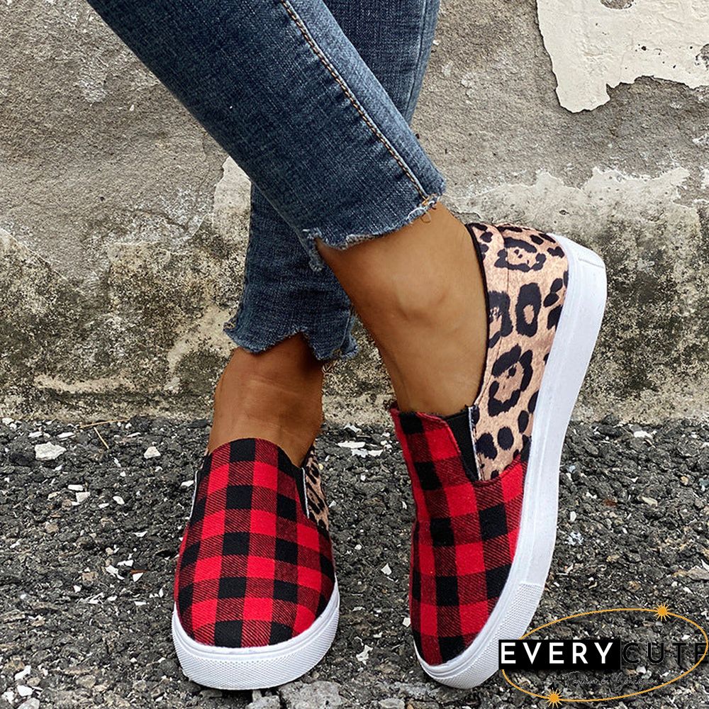 Casual Canvas Plaid Round Toe Shoes