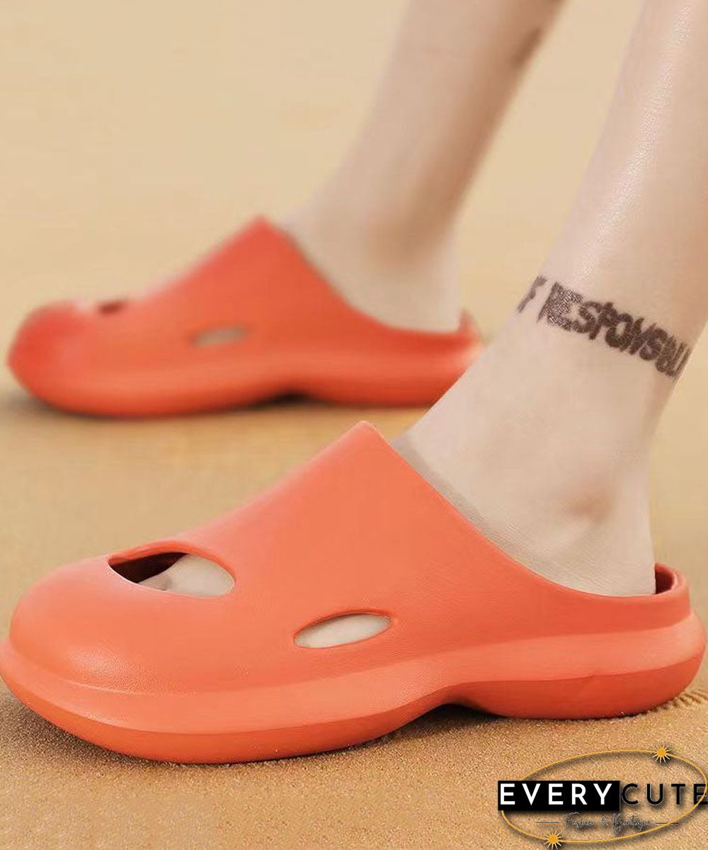 Comfy Orange Hollow Out Slippers Shoes For Women