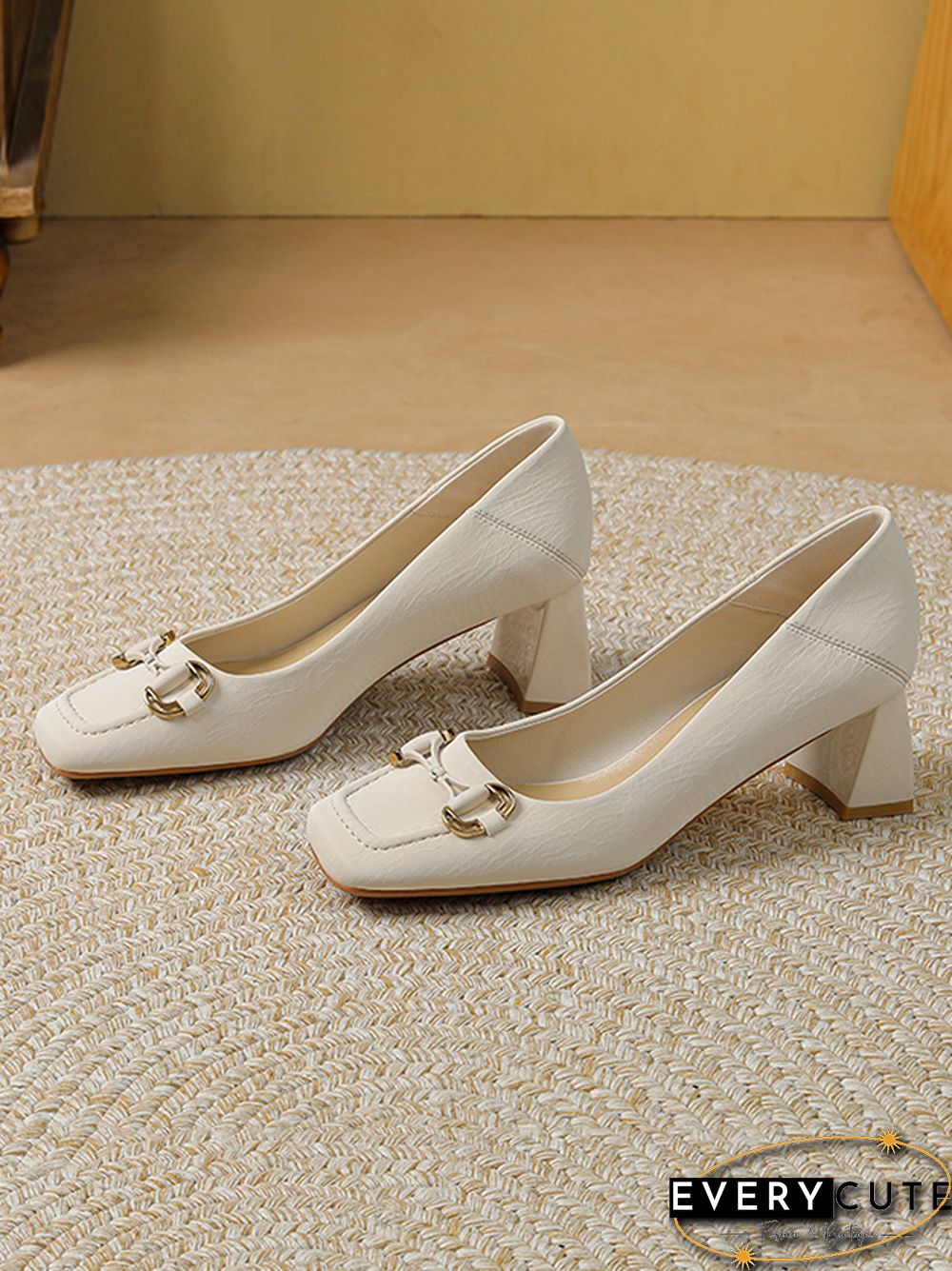 Shallow Cut Split-Joint Square-Toe Pumps