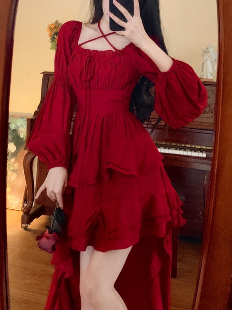 In a Fairytale Forest Layered High-Low Red Princesscore Dress