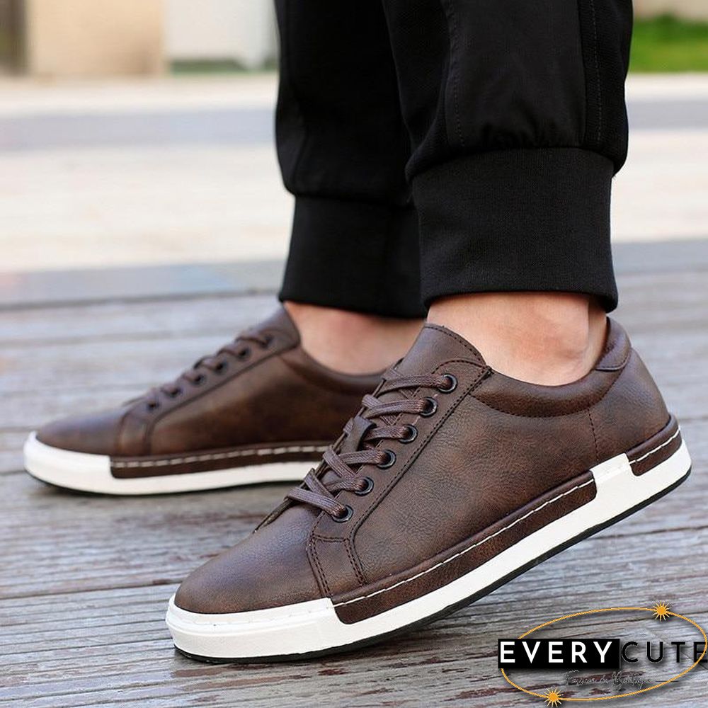 Casual Shoes Men Fashion Vintage Shoes Brown Brand Male Shoes Genuine Leather Men's Leisure Shoes