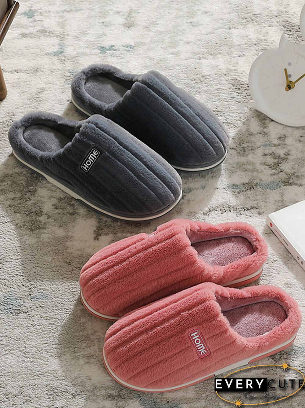 Indoor Warm Non-Slip Solid Color Slippers