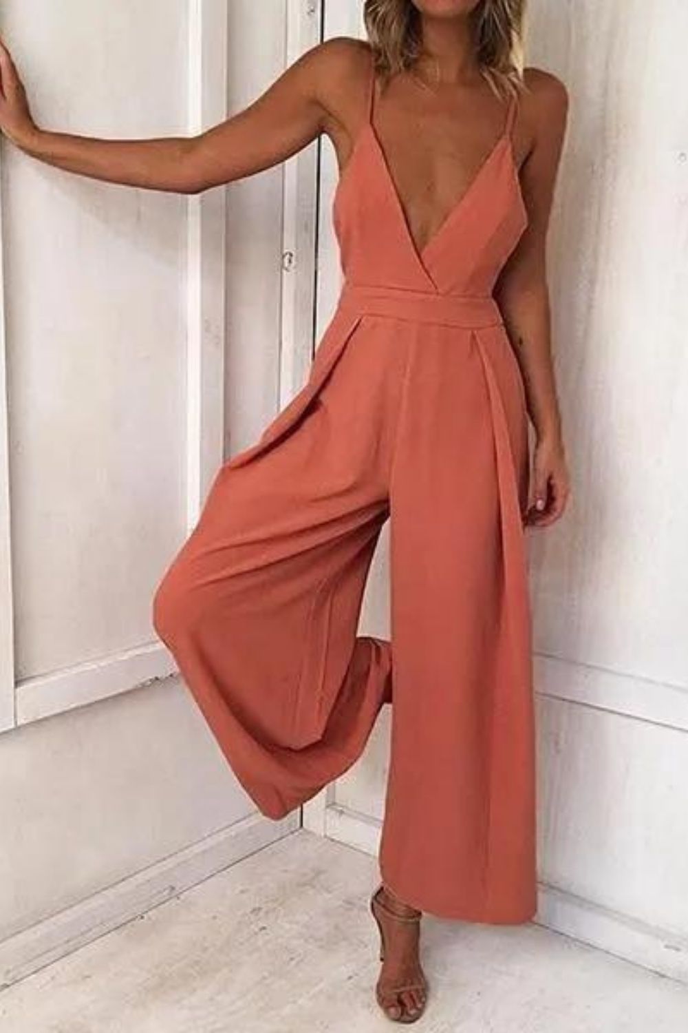 Women's New Sexy Halter Back Belt Jumpsuit