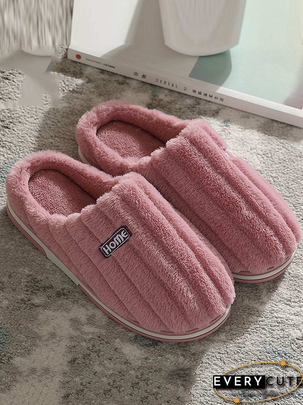 Indoor Warm Non-Slip Solid Color Slippers