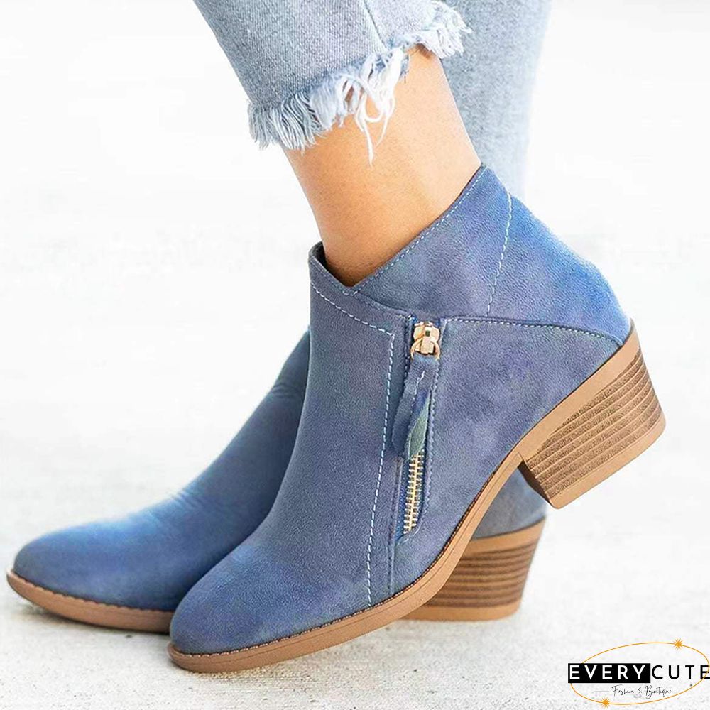 Blue Casual Patchwork Solid Color Pointed Comfortable Shoes (Heel Height 1.57in)