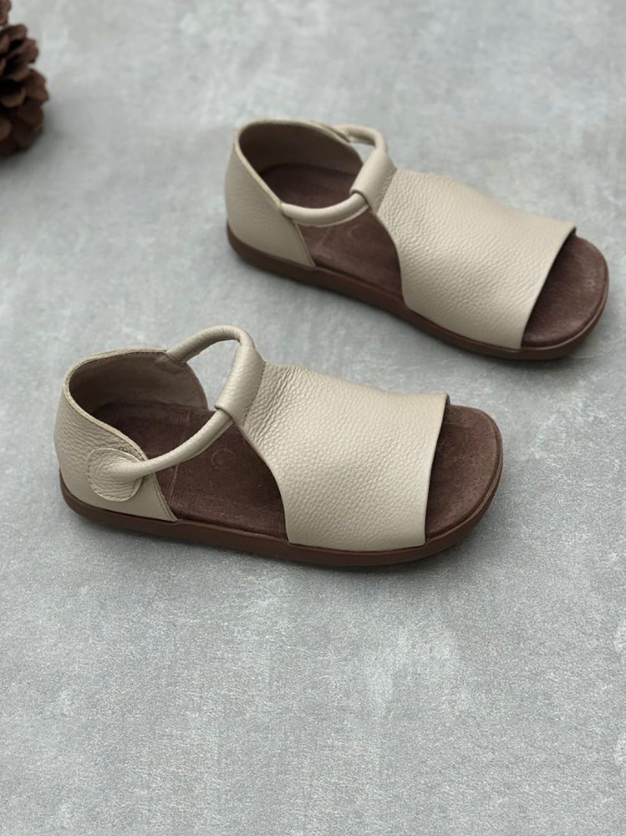 Women Summer Soft Genuine Leather Flat Sandals FD035