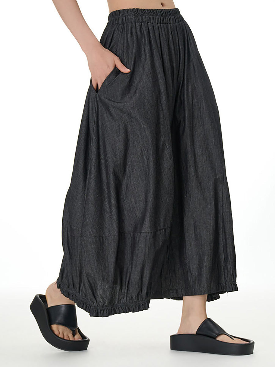 Women Casual Summer Solid Wide-leg Loose Pants FD028