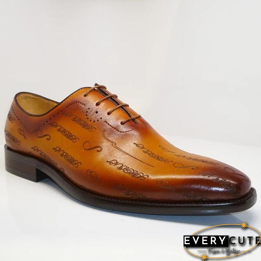 Special Symbol Carved Oxford Shoes