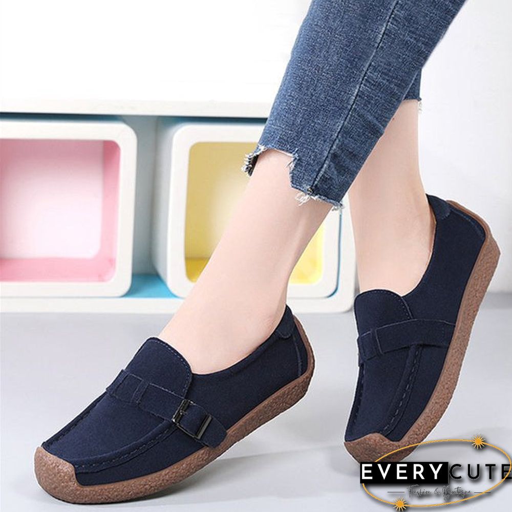 Plus Size Buckle Decor Casual Flat Loafers Shoes