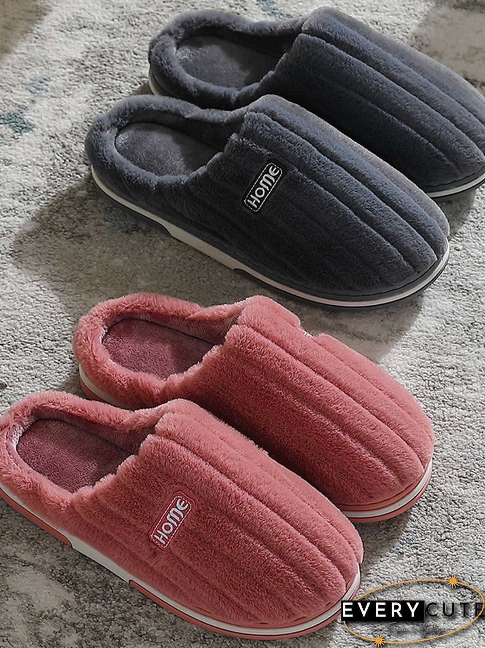 Indoor Warm Non-Slip Solid Color Slippers