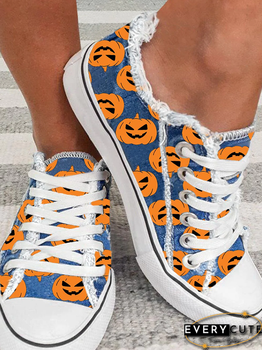 Halloween Pumpkin Pattern Canvas Shoes