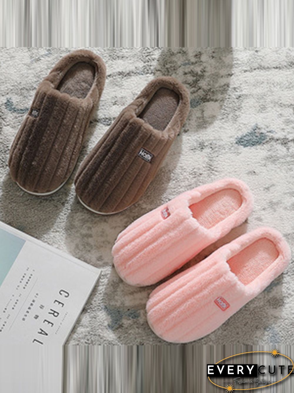 Indoor Warm Non-Slip Solid Color Slippers