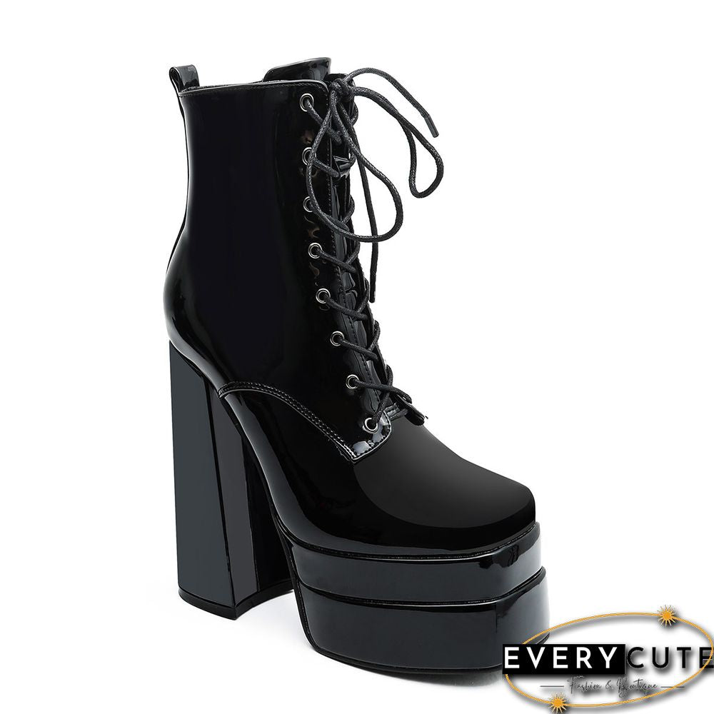 Fashion Super High Thick Heel Mid-calf Boots