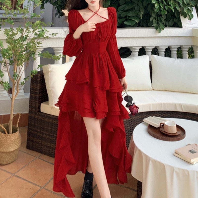 In a Fairytale Forest Layered High-Low Red Princesscore Dress