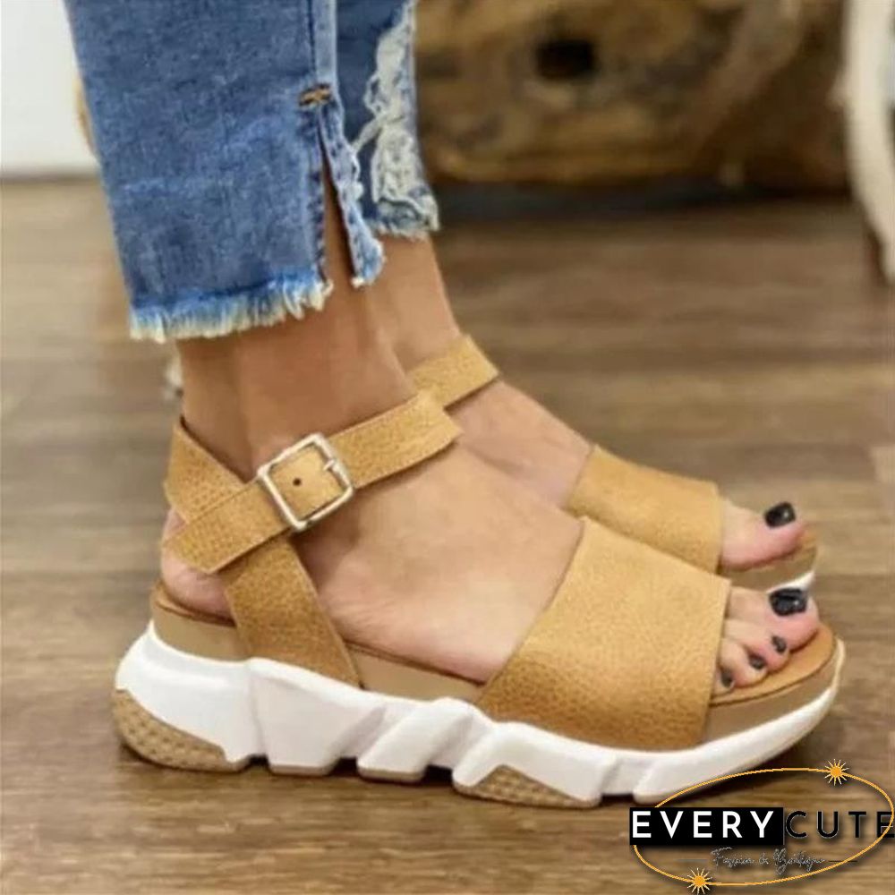 Women's Sandals Womens High Heels Sandal Thick Bottom Casual Shoes Ladies Leisure Summer Wedges Sandals Beach Shoes