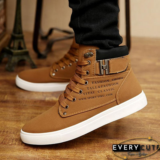 Men Boots Fashion Warm Winter Autumn Leather Footwear High Top Canvas Casual Shoes