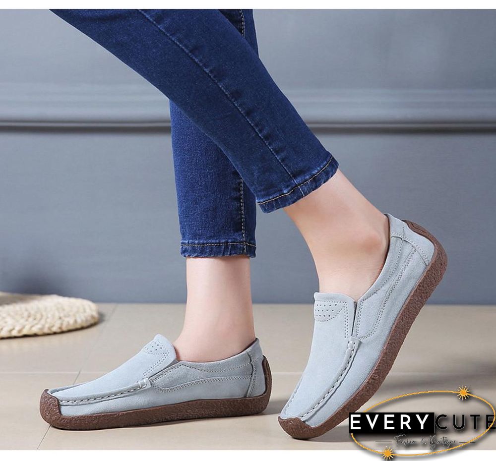 Women Moccasins Flats Genuine Leather Slip On Suede Loafers Shoes