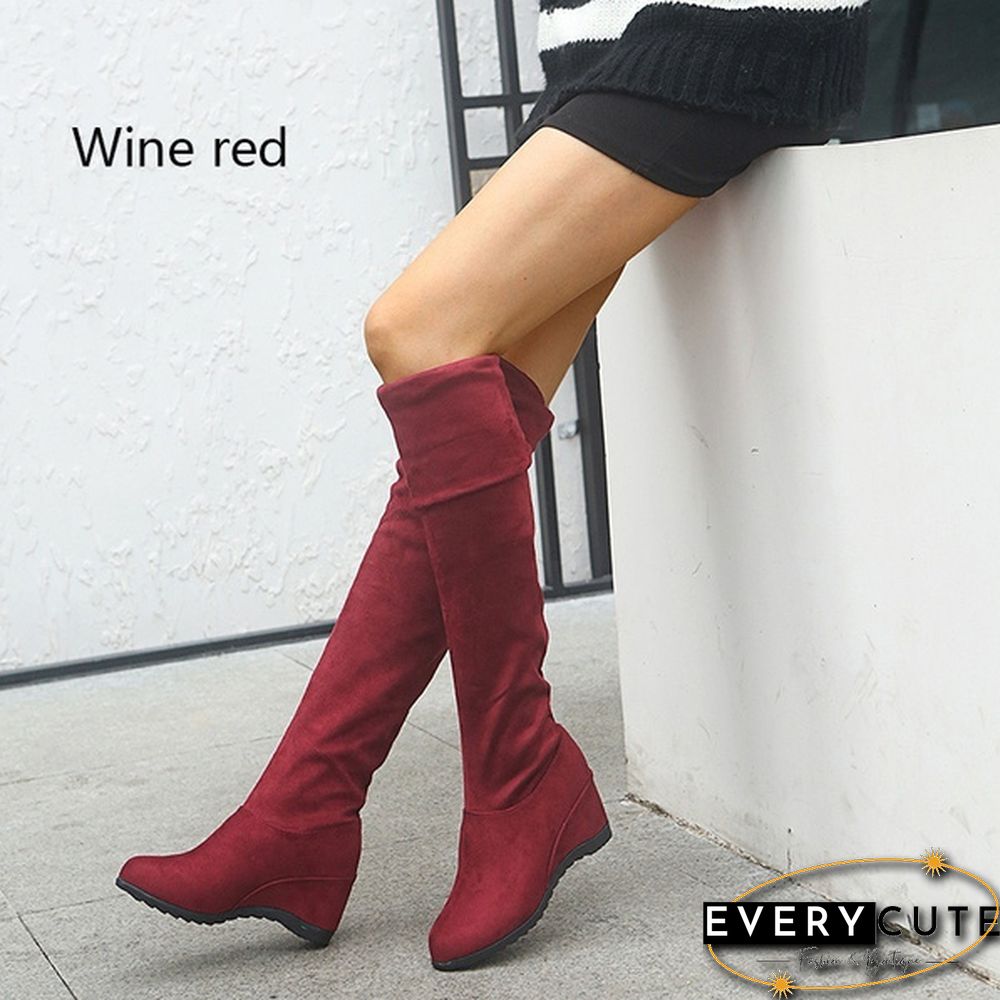 Winter Women Stretch Faux Suede Slim Thigh High Boots Sexy Fashion Over The Knee Boots High Heels