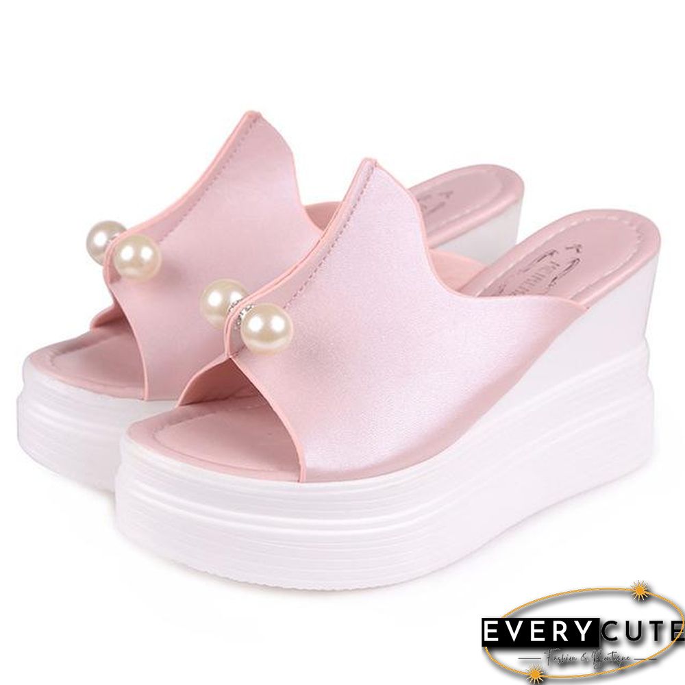 Women Summer Sandals Slippers Beach Shoes String Beads Platform Sandals