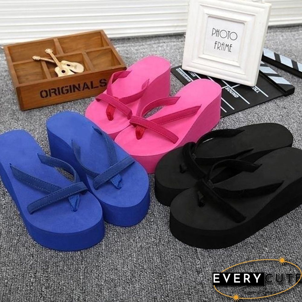 Women Casual Fashion Wedges Flip Flops Outdoor Slippers For Summer Platform Shoes