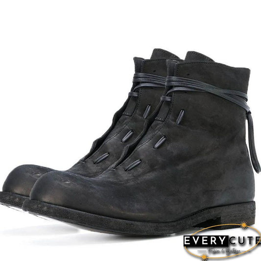 Men Boots Winter Trend British Genuine Leather High Top Shoes Fashion Black Lace Up Work Safety Boots Men Casual Shoes