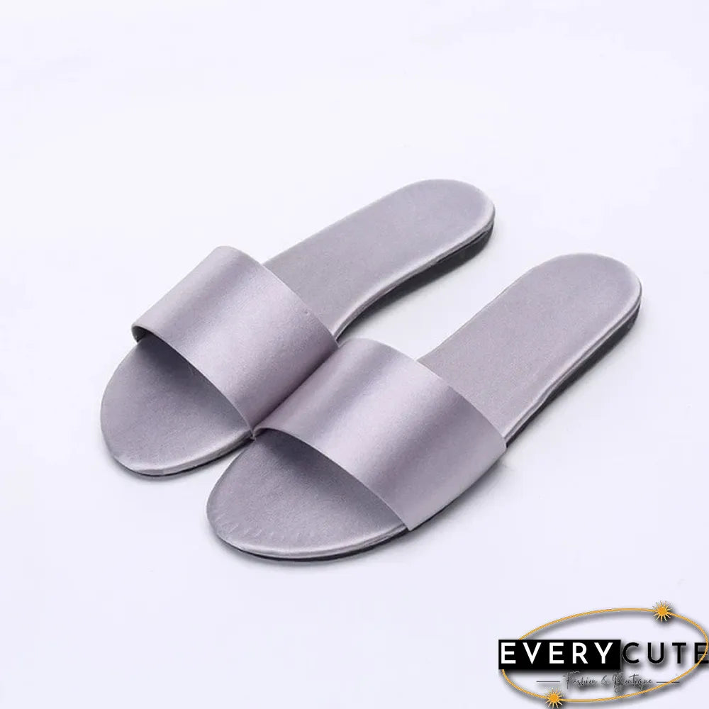 Women Beach Slippers Summer Flat Shoes Woman Slip On Slides Silk Style Female Slip On Sandals Girls Indoor Outdoor Slippers