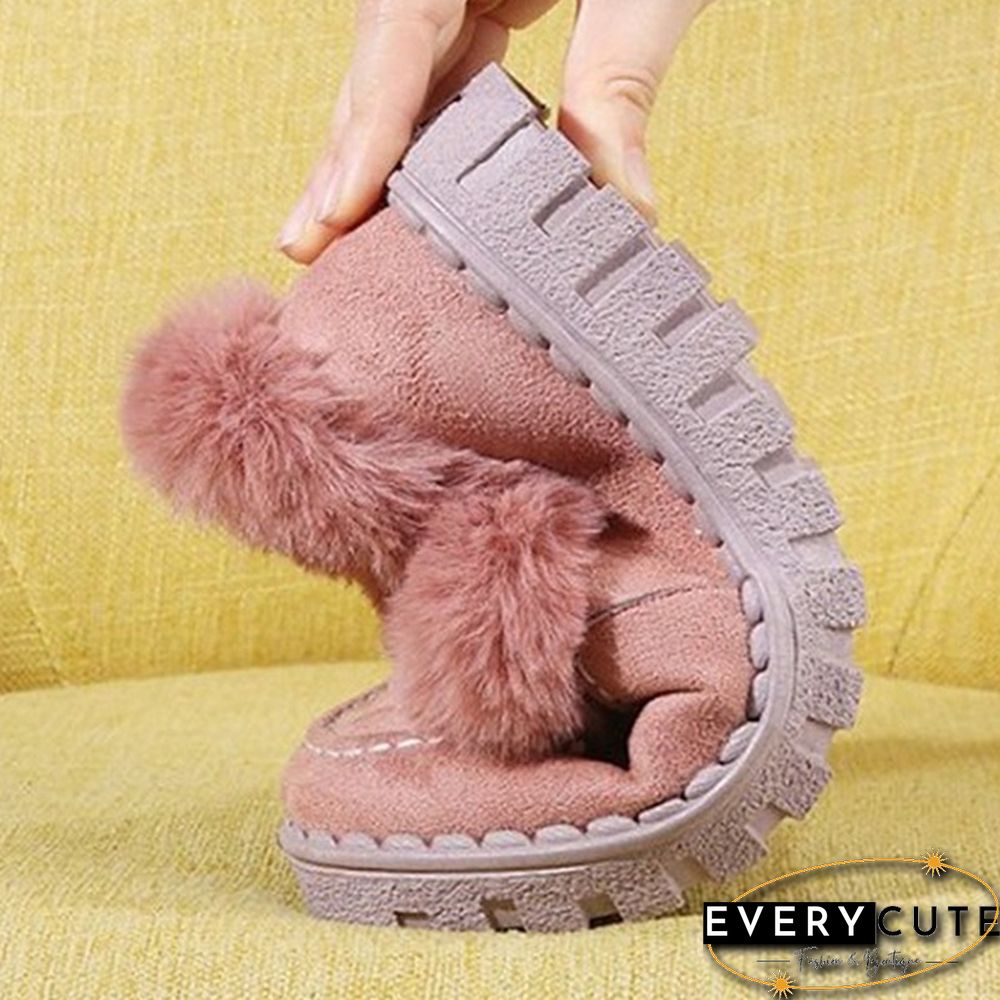 New Women Bowknot Suede Faux Fur Moccasin Shoes Warm Lightweight Slippers Non-Slip Platform Shoes Winter Cute Soft Snow Boots Casual Suede Flat Plush Shoes Comfortable Wearing Tenis Feminino