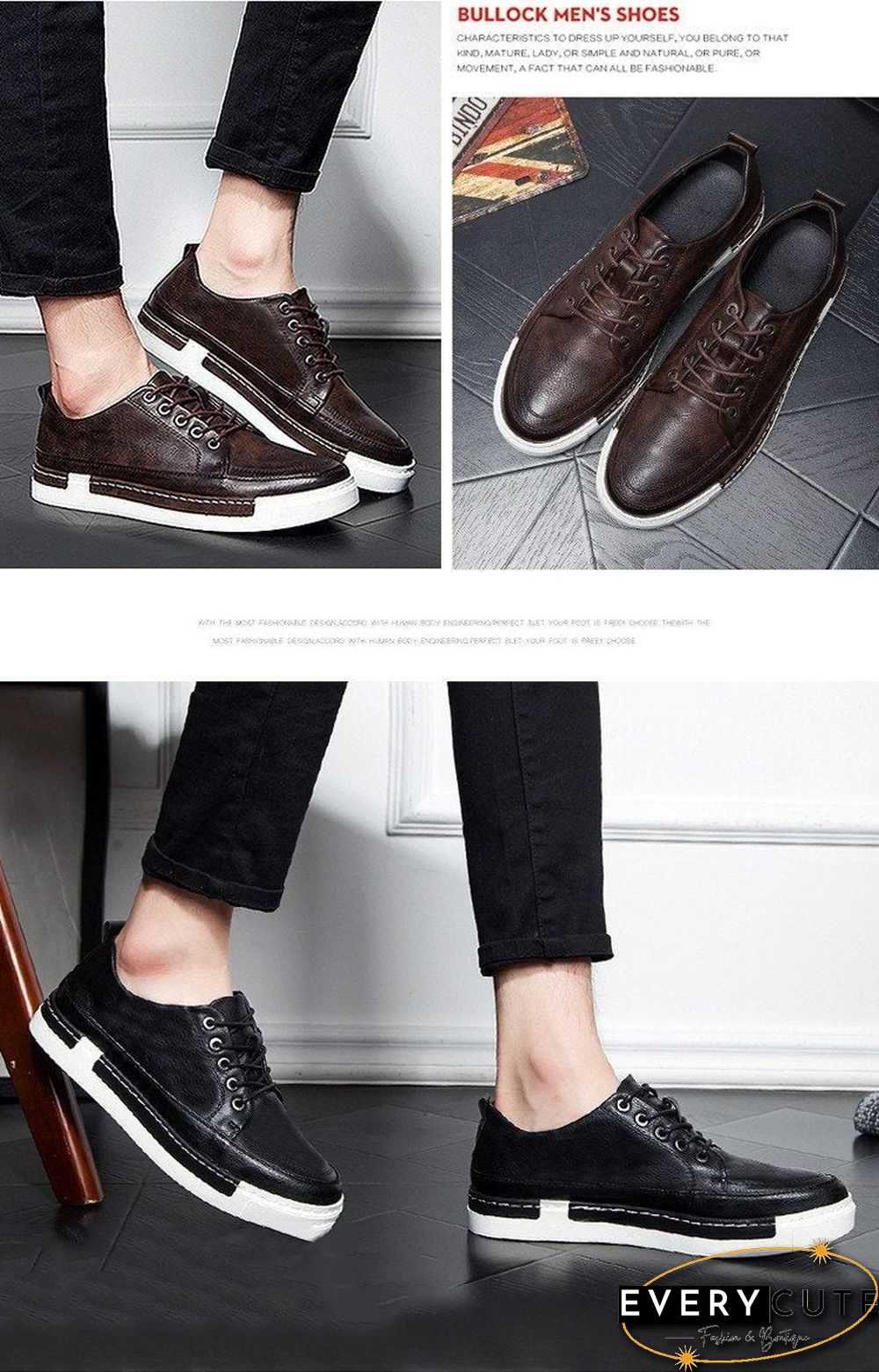 Casual Shoes Men Fashion Vintage Shoes Brown Brand Male Shoes Genuine Leather Men's Leisure Shoes