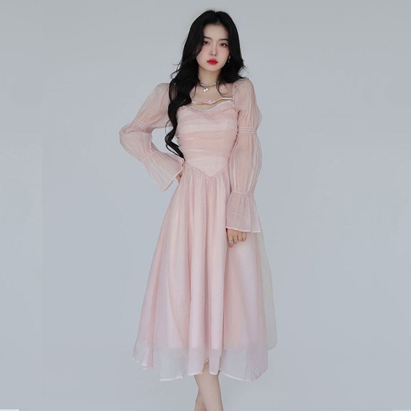 Pale Petal-Pink Delicate Fairy Princesscore Dress