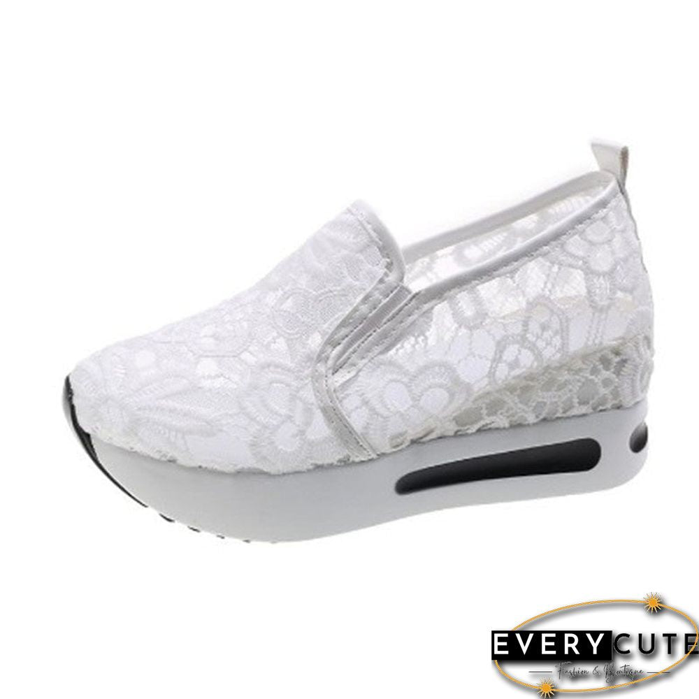 Women Floral Embroidery Breathable Sheer Mesh Sneakers Shoes