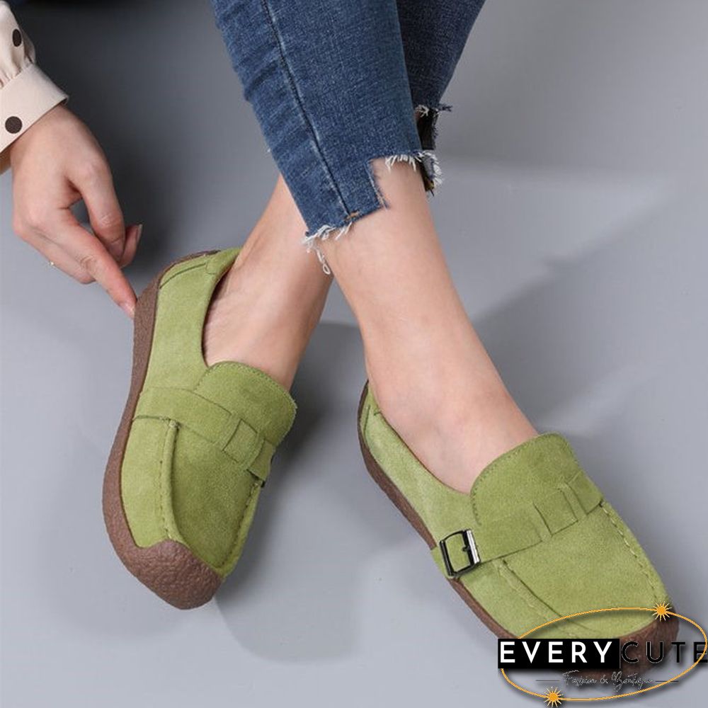 Plus Size Buckle Decor Casual Flat Loafers Shoes