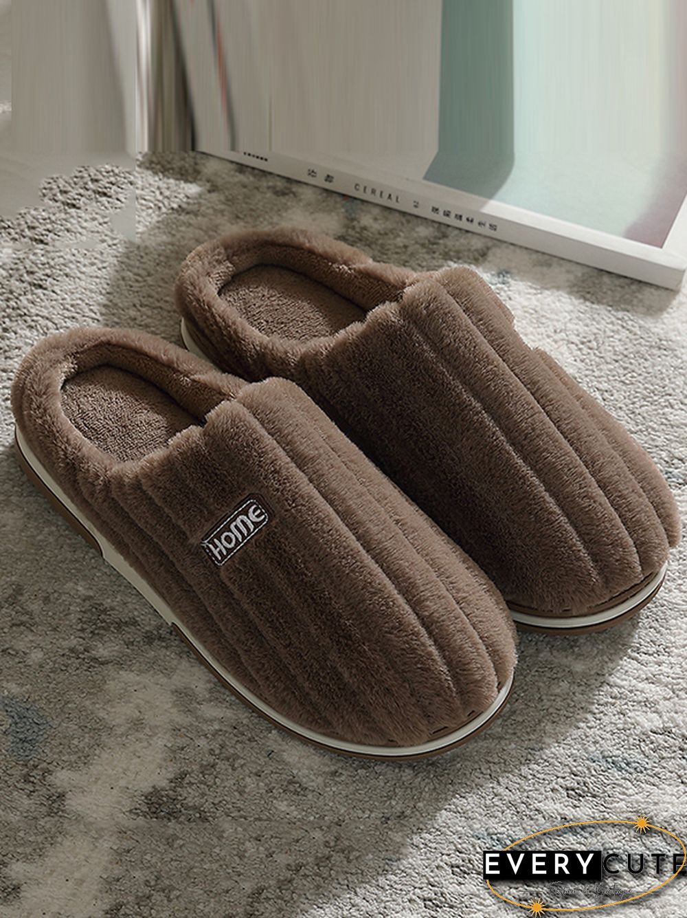 Indoor Warm Non-Slip Solid Color Slippers