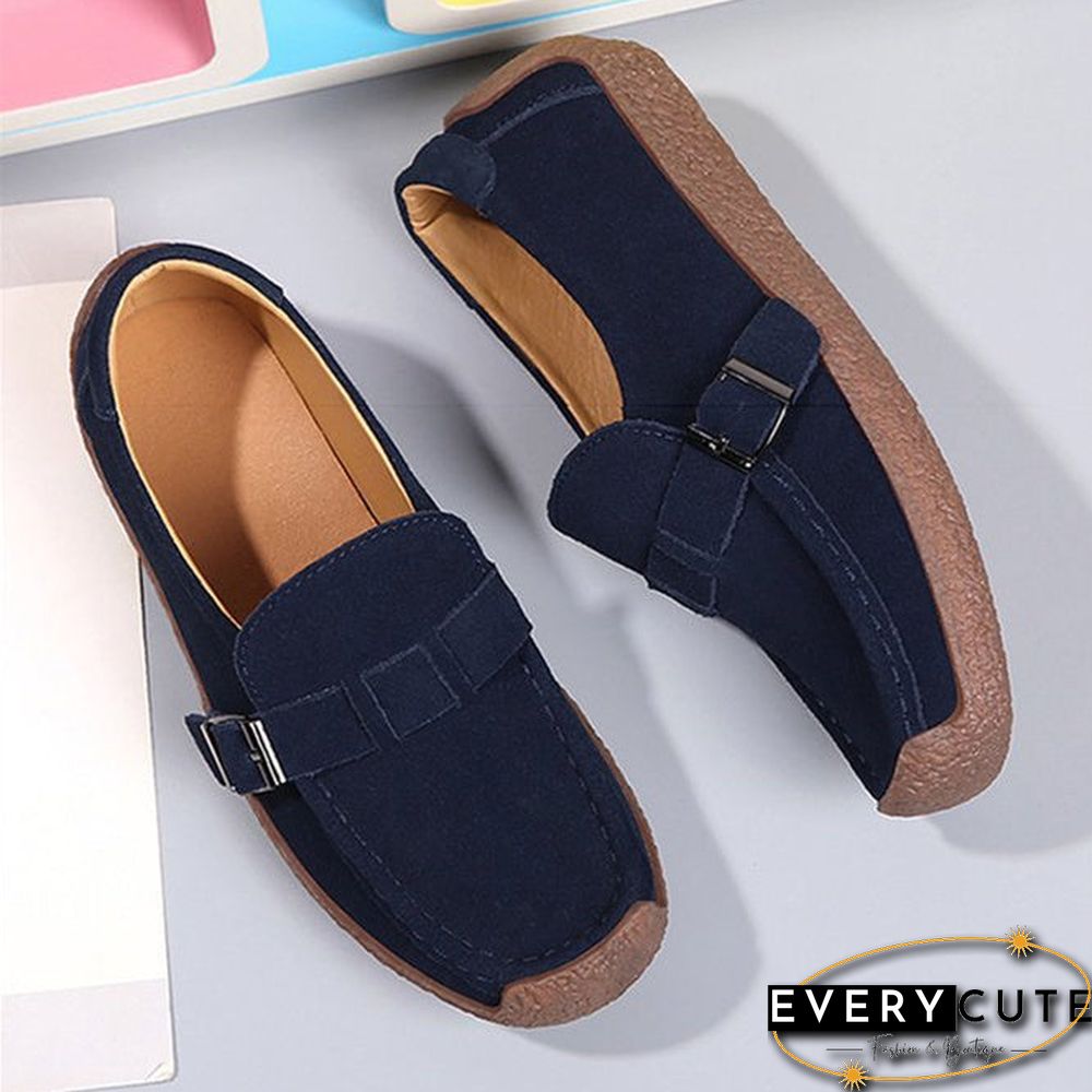 Plus Size Buckle Decor Casual Flat Loafers Shoes