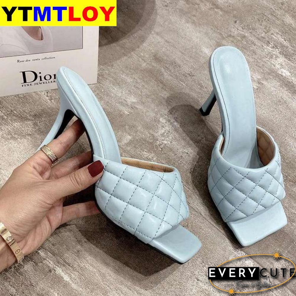 Gladiator 9CM Ladies Sandals Brand Design Women Elegant Square Sandaly Toe Thin High Heels 9CM Summer Outdoor Beach Shoes