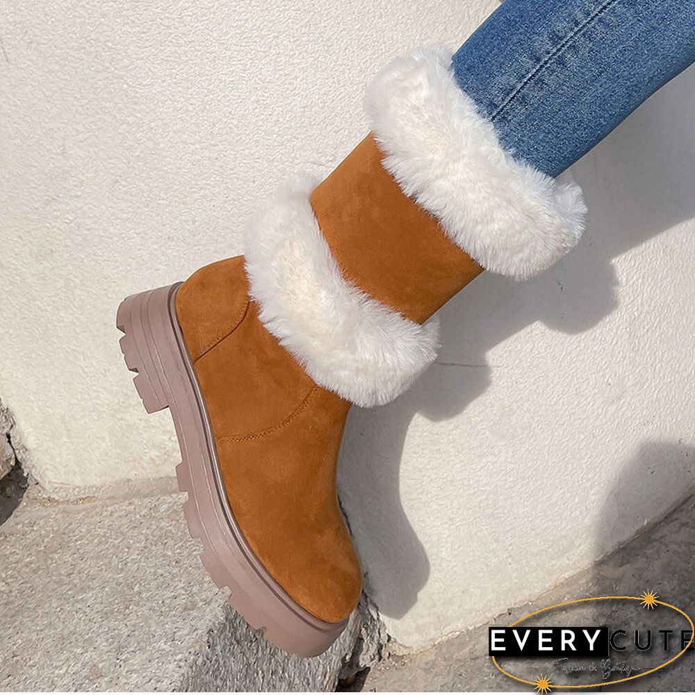 Fashion Cute Artificial Plush Heels Boots Shoes