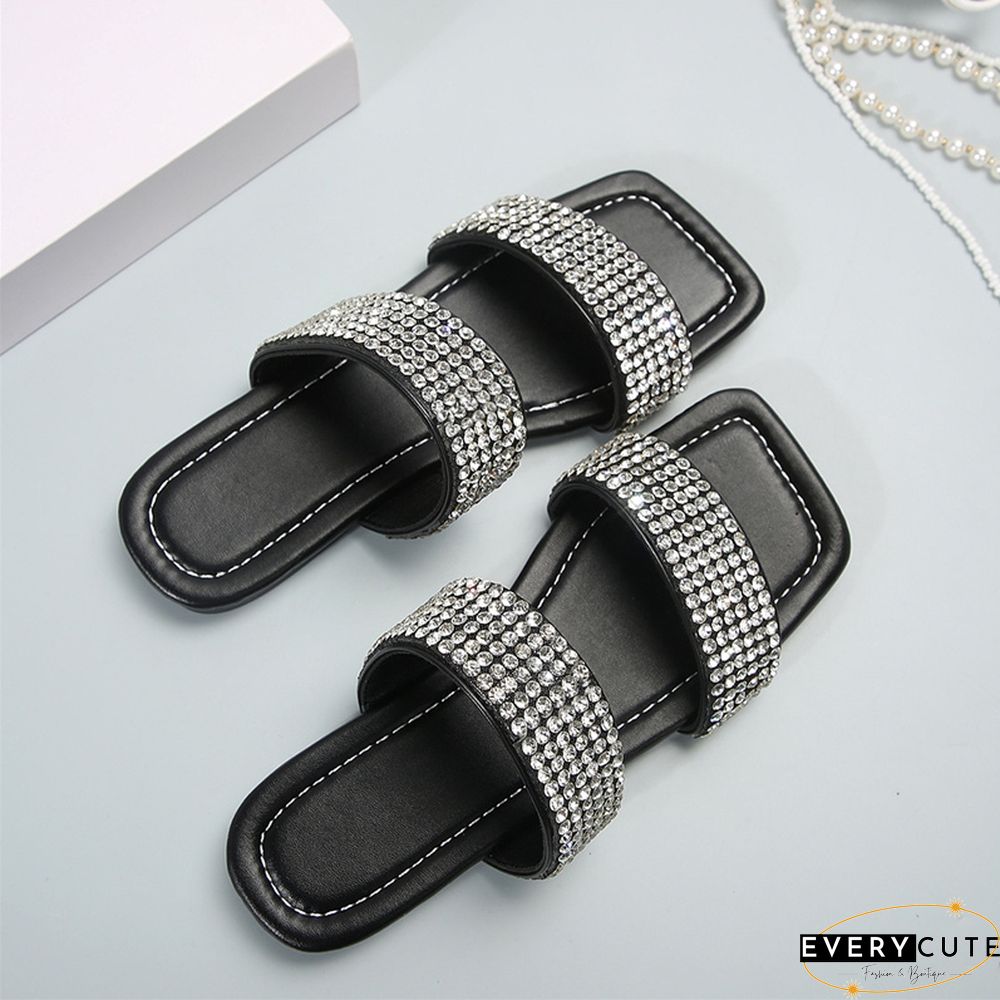 Casual Patchwork Rhinestone Square Comfortable Shoes